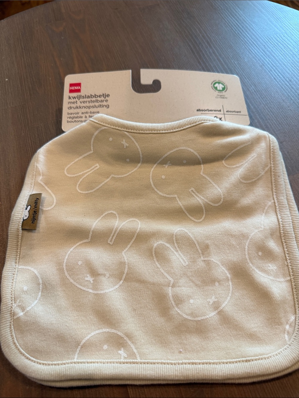 NEW WITH TAGS - Nijntje Cream Baby Bib With Nijntje All Over